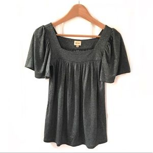 Ella Moss metallic silver square neckline blouse